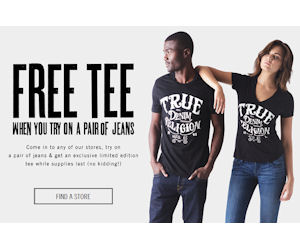 Try on a Pair of Jeans & Get a Free Shirt at True Religion