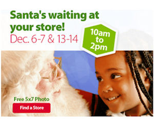 Get a Free 5x7 Photo with Santa at Walmart Stores