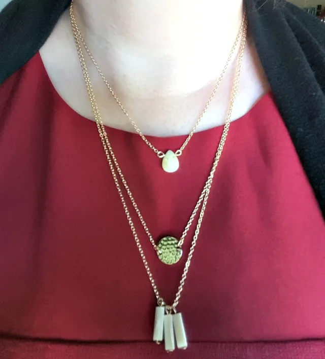 Luna Stone and Bangle Triple Strand Necklace - Trendsend