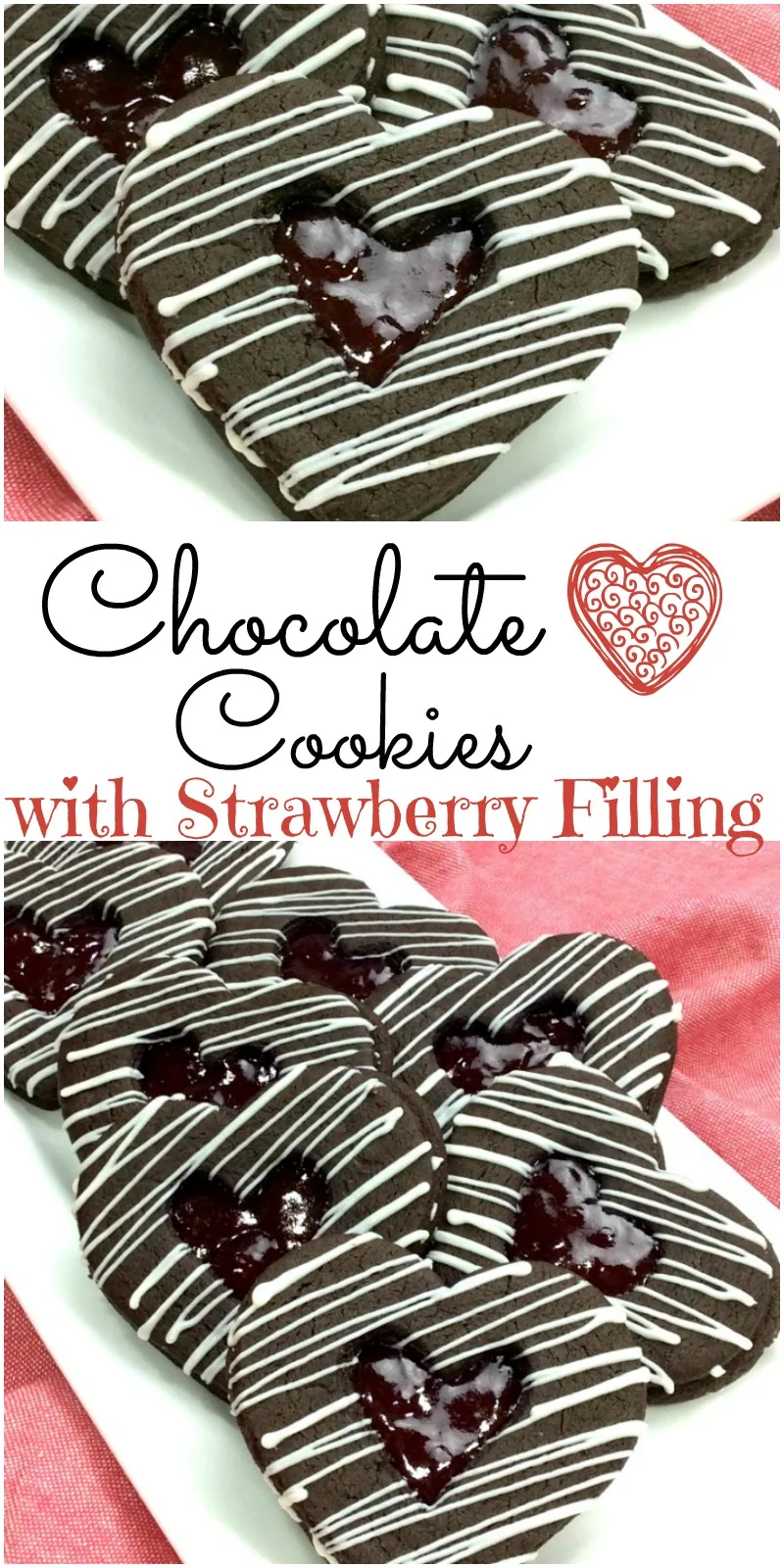 Chocolate Heart Cookies with Strawberry Filling