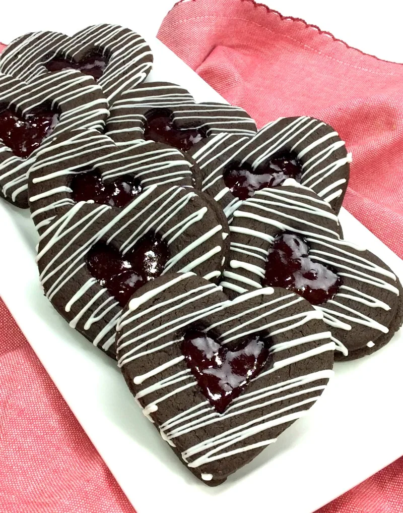 Chocolate Heart Cookies with Strawberry Filling